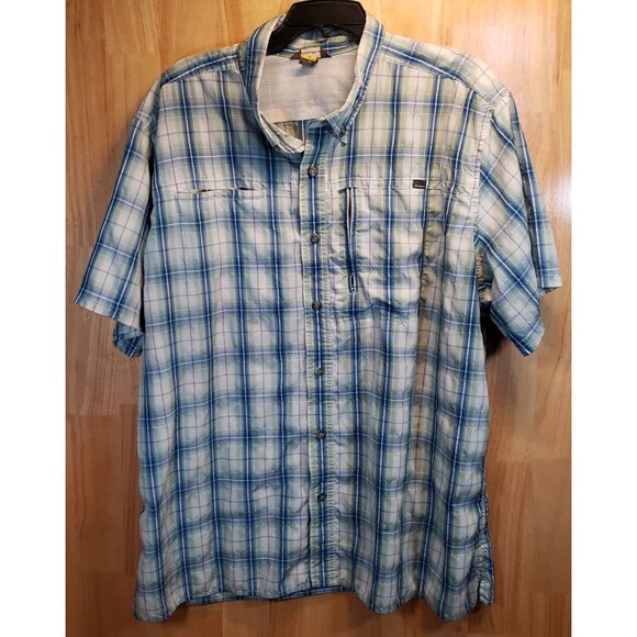 Lot 2 Men's 3XL Long Sleeve Shirts 29" P2P Eddie Bauer St John's Bay Plaid/Khaki - Picture 2 of 14
